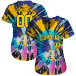 Custom Tie Dye 3D Baseball Jersey - Authentic Gold-Black Design Custom Tie Dye Gold-Black 3D Authentic Baseball Jersey - Image 2