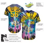 Custom Tie Dye 3D Baseball Jersey - Authentic Gold-Black Design Custom Tie Dye Gold-Black 3D Authentic Baseball Jersey - Image 3