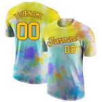 Custom Tie Dye T-Shirt Gold Purple 3D Performance Shirt for Men Women Custom Tie Dye Gold-Purple 3D Performance T-Shirt