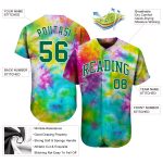 Custom Tie Dye Baseball Jersey Kelly Green-White 3D Authentic Design Custom Tie Dye Kelly Green-White 3D Authentic Baseball - Image 3