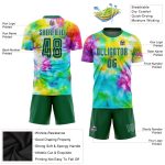 Custom Tie Dye Soccer Jersey - Kelly Green and White Sublimation Uniform Custom Tie Dye Kelly Green-White Sublimation Soccer - Image 3