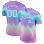 Light Blue Pink Custom Tie Dye 3D Performance T-Shirt for Men and Women Custom Tie Dye Light Blue-Pink 3D Performance T-Shirt