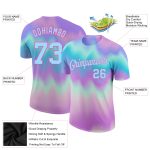 Light Blue Pink Custom Tie Dye 3D Performance T-Shirt for Men and Women Custom Tie Dye Light Blue-Pink 3D Performance T-Shirt - Image 2