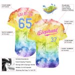Light Blue Pink 3D Rainbow Tie Dye Baseball Jersey Custom Design Authentic Custom Tie Dye Light Blue-Pink 3D Rainbow Authentic - Image 3