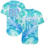 Light Blue White Custom Tie Dye 3D Baseball Jersey for Men and Women, Style 9430 Custom Tie Dye Light Blue-White 3D Authentic