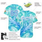 Light Blue White Custom Tie Dye 3D Baseball Jersey for Men and Women, Style 9430 Custom Tie Dye Light Blue-White 3D Authentic - Image 3