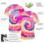 Light Blue White Custom Tie Dye 3D Rainbow Baseball Jersey Authentic Custom Tie Dye Light Blue-White 3D Rainbow Authentic - Image 3