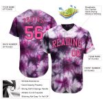 Tie Dye Baseball Jersey Pink Black 3D Custom Design Authentic Style Custom Tie Dye Pink-Black 3D Authentic Baseball Jersey - Image 3