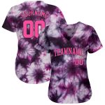 Tie Dye Baseball Jersey Pink Black 3D Custom Design Authentic Style Custom Tie Dye Pink-Black 3D Authentic Baseball Jersey - Image 2