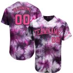 Tie Dye Baseball Jersey Pink Black 3D Custom Design Authentic Style Custom Tie Dye Pink-Black 3D Authentic Baseball Jersey