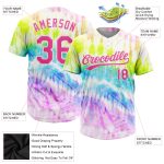 Tie Dye Rainbow Jersey Pink Purple Unisex Softball 3D Two-Button Comfortable Design Custom Tie Dye Pink-Purple 3D Rainbow - Image 3