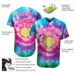 Custom Tie Dye Baseball Jersey Pink White 3D Authentic Design for Unique Style Custom Tie Dye Pink-White 3D Authentic Baseball - Image 3