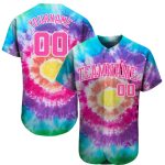Custom Tie Dye Baseball Jersey Pink White 3D Authentic Design for Unique Style Custom Tie Dye Pink-White 3D Authentic Baseball