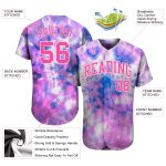 Custom Tie Dye Jersey Pink-White 3D Baseball Style 7265 - Authentic Design for Unique Look Custom Tie Dye Pink-White 3D Authentic - Image 3