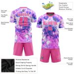 Custom Tie Dye Soccer Jersey Pink White Sublimation Uniform for Kids and Adults Custom Tie Dye Pink-White Sublimation Soccer - Image 3