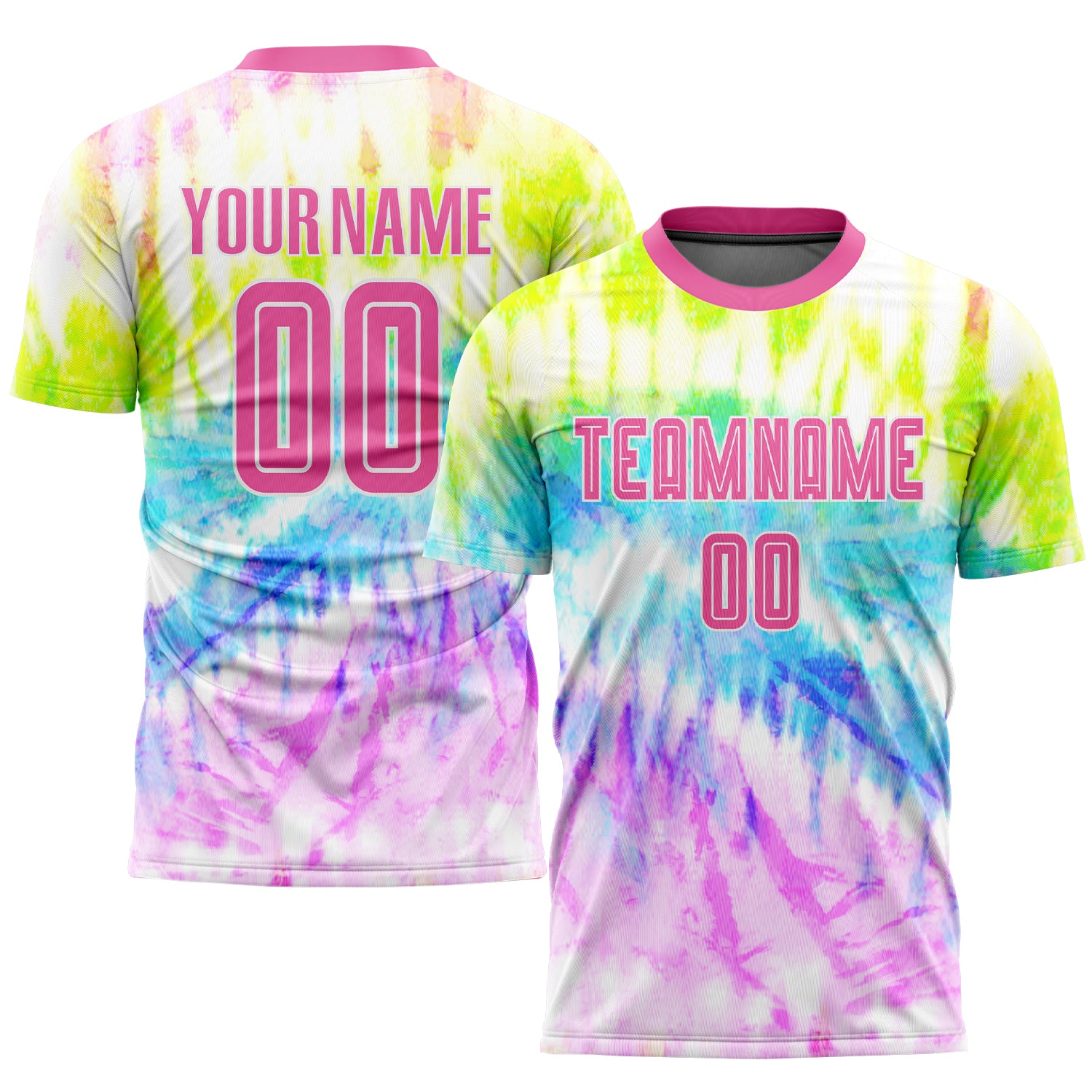 Custom Tie Dye Pink-White Sublimation Soccer Uniform Jersey Style 7550 Pink-White Custom Tie Dye Soccer Jersey Sublimation Uniform Style 7550 Custom Tie Dye Pink-White Sublimation Soccer Uniform - Image 1
