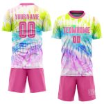 Pink-White Custom Tie Dye Soccer Jersey Sublimation Uniform Style 7550 Custom Tie Dye Pink-White Sublimation Soccer Uniform - Image 2