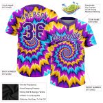Custom Tie Dye Jersey in Purple-White for Softball, Unisex, 3D Two-Button Custom Tie Dye Purple-White 3D Two-Button Unisex - Image 3