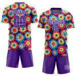 Purple White Tie Dye Soccer Jersey Custom Sublimation Uniform for Players Custom Tie Dye Purple-White Sublimation Soccer - Image 2