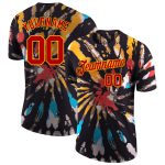 Red-Gold 3D Custom Tie Dye Performance T-Shirt for Women and Men Custom Tie Dye Red-Gold 3D Performance T-Shirt