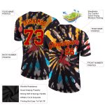 Red-Gold 3D Custom Tie Dye Performance T-Shirt for Women and Men Custom Tie Dye Red-Gold 3D Performance T-Shirt - Image 3