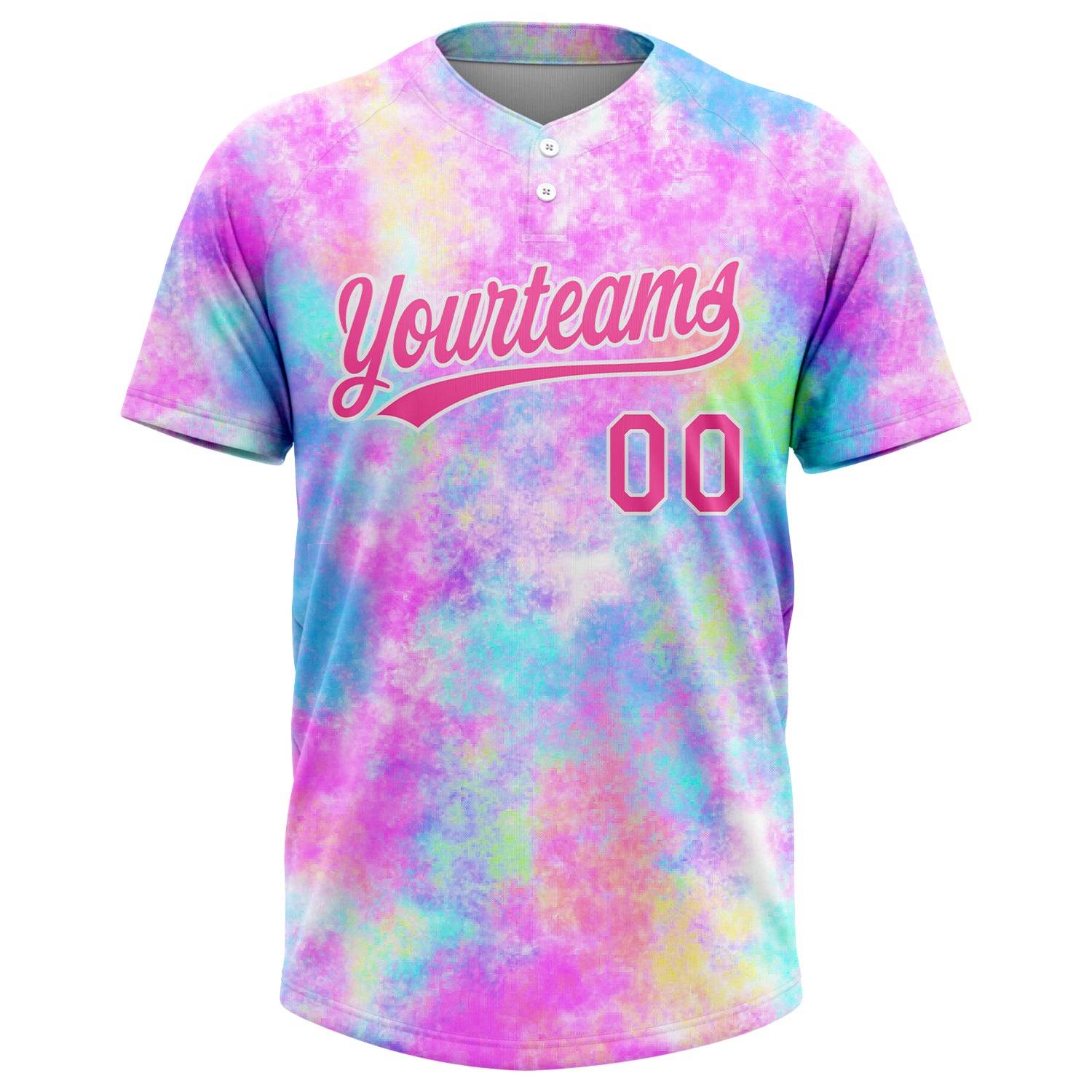 Custom Tie Dye Red-White 3D Watercolor Gradient Two-Button Unisex Softball Jersey Custom Tie Dye Red White 3D Watercolor Gradient Softball Jersey Unisex Two-Button Design Custom Tie Dye Red-White 3D Watercolor - Image 2