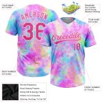Custom Tie Dye Red White 3D Watercolor Gradient Softball Jersey Unisex Two-Button Design Custom Tie Dye Red-White 3D Watercolor - Image 3