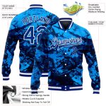 Custom Tie Dye Bomber Jacket 3D Royal-White Rainbow Varsity Full-Snap Letterman Jacket Custom Tie Dye Royal-White Rainbow - Image 3