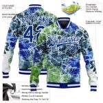 Custom Tie Dye Royal White Rainbow 3D Varsity Letterman Bomber Jacket Style 5561 Custom Tie Dye Royal-White Rainbow 3D Bomber - Image 3