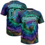 Custom Tie Dye 3D Teal White Unisex Softball Jersey - Two-Button Design, Soft Fabric Custom Tie Dye Teal-White 3D Two-Button