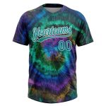 Custom Tie Dye 3D Teal White Unisex Softball Jersey - Two-Button Design, Soft Fabric Custom Tie Dye Teal-White 3D Two-Button - Image 2