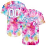 Custom Tie Dye Baseball Jersey - 3D Watercolor Design in White & Light Blue, Authentic Style Custom Tie Dye White-Light Blue