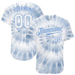 Custom Tie Dye Baseball Jersey 3D Watercolor White Light Blue Authentic Design Custom Tie Dye White-Light Blue 3D Watercolor