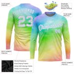 Tie Dye Long Sleeve Performance T-Shirt White Light Blue Rainbow Custom Design Custom Tie Dye White-Light Blue Rainbow 3D - Image 2