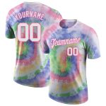 Custom Tie Dye T-Shirt for Performance - White Pink 3D Design, Lightweight and Comfortable Fit Custom Tie Dye White-Pink