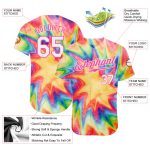 Custom Tie Dye Rainbow Baseball Jersey - White-Pink 3D Watercolor Design Authentic Jersey Custom Tie Dye White-Pink 3D Watercolor - Image 3