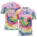 Pink White Tie Dye Soccer Jersey Custom Sublimation Uniform Custom Tie Dye White-Pink Sublimation Soccer Uniform Jersey