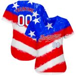 3D American Flag Tie Dye Baseball Jersey White-Royal Custom Design Custom Tie Dye White-Royal 3D American Flag Authentic - Image 2