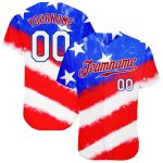3D American Flag Tie Dye Baseball Jersey White-Royal Custom Design Custom Tie Dye White-Royal 3D American Flag Authentic