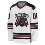Custom Burgundy Black White Hockey Jersey - Personalized Team Apparel Custom White Black-Burgundy Hockey Jersey - Image 2
