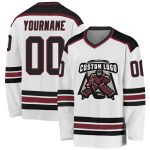 Custom Burgundy Black White Hockey Jersey - Personalized Team Apparel Custom White Black-Burgundy Hockey Jersey