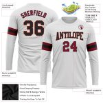 Performance Long Sleeve T-Shirt - Custom Black Crimson-Cream White Design Custom White Black Crimson-Cream Long Sleeve Performance - Image 3