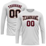 Performance Long Sleeve T-Shirt - Custom Black Crimson-Cream White Design Custom White Black Crimson-Cream Long Sleeve Performance - Image 2