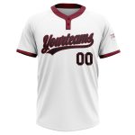 Custom Unisex Softball Jersey in White Black Crimson - Two-Button Design Custom White Black-Crimson Two-Button Unisex Softball - Image 2
