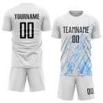 Custom Sublimation Soccer Uniform Jersey in White, Black, and Light Blue Custom White Black-Light Blue Sublimation Soccer - Image 2