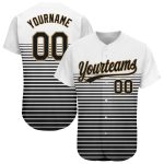 Custom 3D Pattern Baseball Jersey - Authentic White Black Old Gold Design Custom White Black-Old Gold 3D Pattern Design Authentic