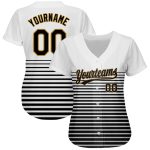 Custom 3D Pattern Baseball Jersey - Authentic White Black Old Gold Design Custom White Black-Old Gold 3D Pattern Design Authentic - Image 2