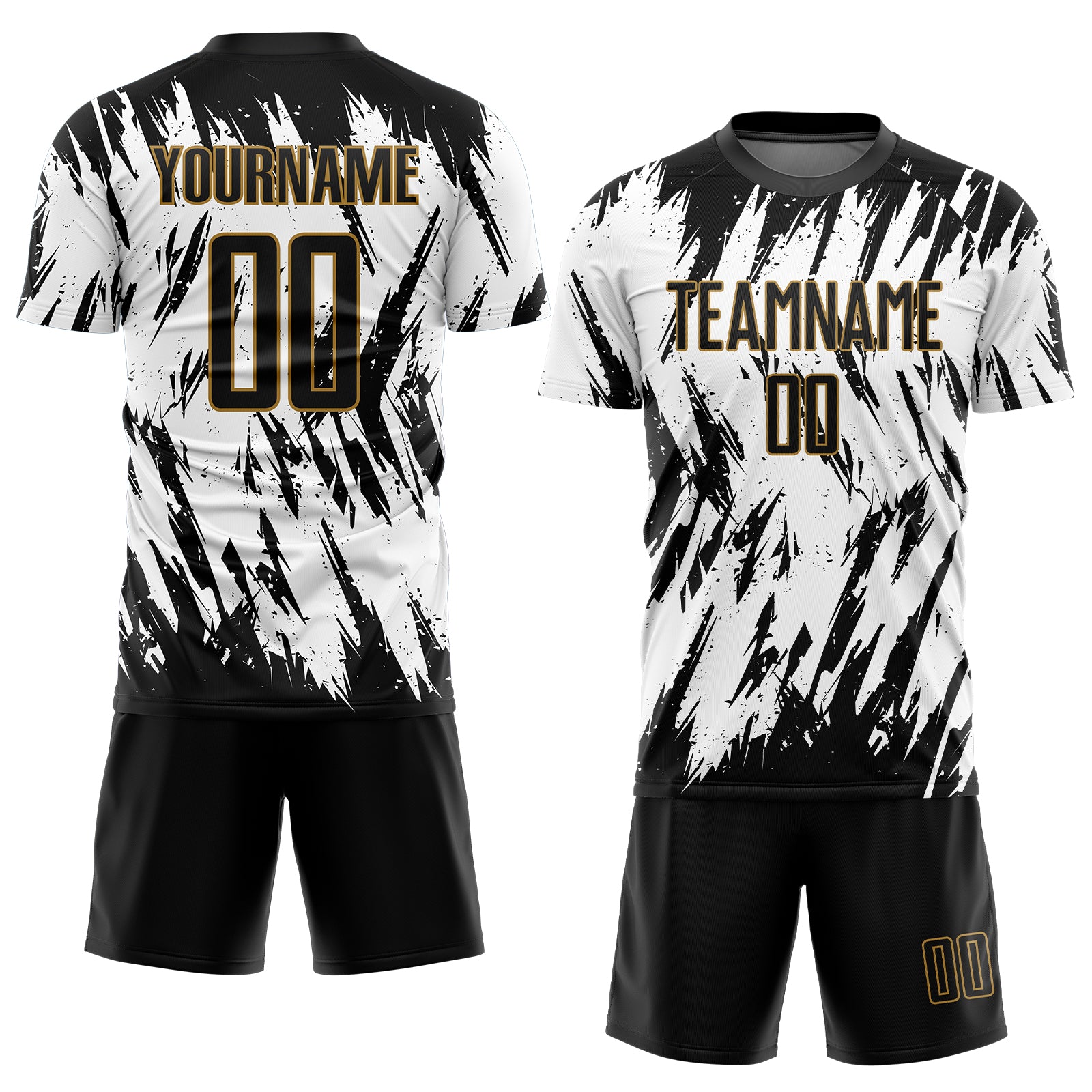 Custom White Black-Old Gold Sublimation Soccer Uniform Jersey Style 1831 Custom Sublimation Soccer Jersey White Black Old Gold Style 1831 Custom White Black-Old Gold Sublimation Soccer Uniform Jersey - Image 2
