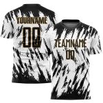 Custom Sublimation Soccer Jersey White Black Old Gold Style 1831 Custom White Black-Old Gold Sublimation Soccer Uniform Jersey