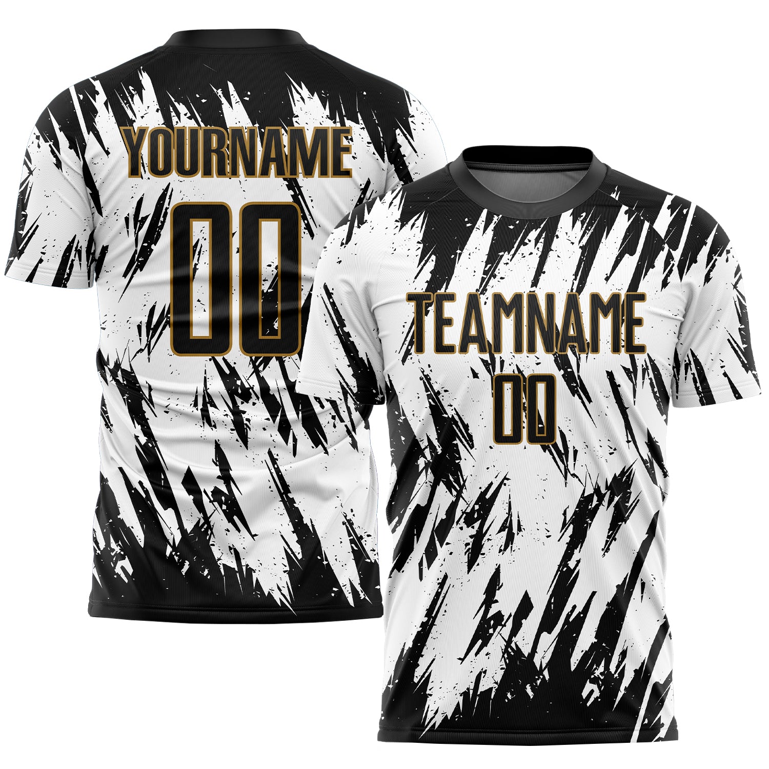Custom White Black-Old Gold Sublimation Soccer Uniform Jersey Style 1831 Custom Sublimation Soccer Jersey White Black Old Gold Style 1831 Custom White Black-Old Gold Sublimation Soccer Uniform Jersey - Image 1